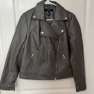 NWOT Forever 21 Women's Charcoal Pleather Jacket